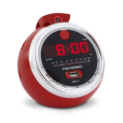 Radio-réveil Cherry FM USB projection double alarme - rouge