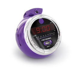 Radio-réveil Pop Purple FM USB projection double alarme - violet