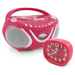 Ensemble audio Gulli rose lecteur CD et réveil