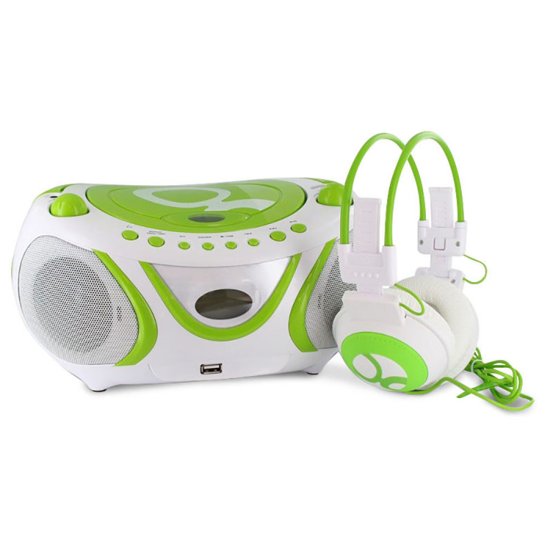 Ensemble audio Gulli radio CD et casque - vert et blanc