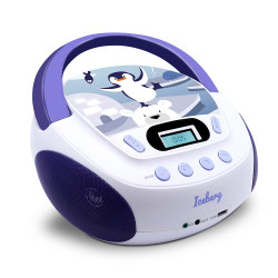 Lecteur CD enfant portable Iceberg MP3 USB - Stéréo 6W - Prise casque - Alimentation secteur ou piles - Design banquise
