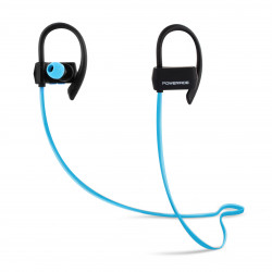 Ecouteurs intra auriculaire sport bluetooth - noir et bleu cyan