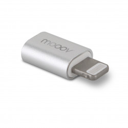 Adaptateur MFI à micro-USB fem. pour iPhone iPad - gris