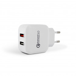 Chargeur secteur 2 USB-A Quick charge 3.0 + 2,4 A - blanc