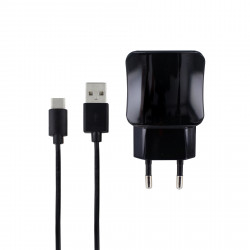 Chargeur secteur 2 USB-A + câble USB-A /USB-C 1 m - noir