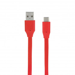 Câble USB-C /USB-A plat 1 m - rouge corail