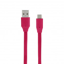 Câble USB-C /USB-A plat 1 m - framboise