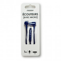 Ecouteurs Neon intra auriculaire avec micro 1,2 m - bleu