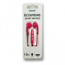 Ecouteurs Neon intra auriculaire bouton avec micro 1,2 m - rose