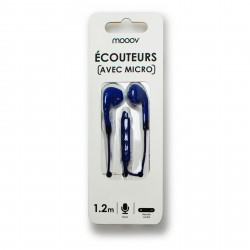 Ecouteurs Neon intra auriculaire bouton avec micro 1,2 m - bleu